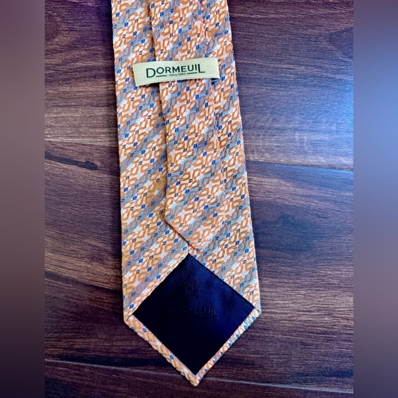 DORMEUIL 100% Silk Orange Striped  Geometric Jacquard Repp Necktie - Picture 9 of 11